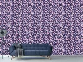 patterned-wallpaper-leafage-dark-blue