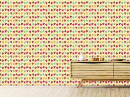 patterned-wallpaper-crocheted-hearts
