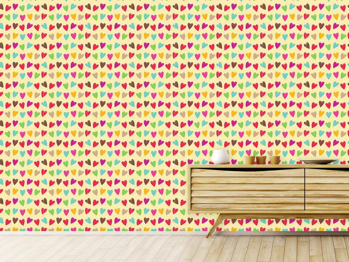 patterned-wallpaper-crocheted-hearts