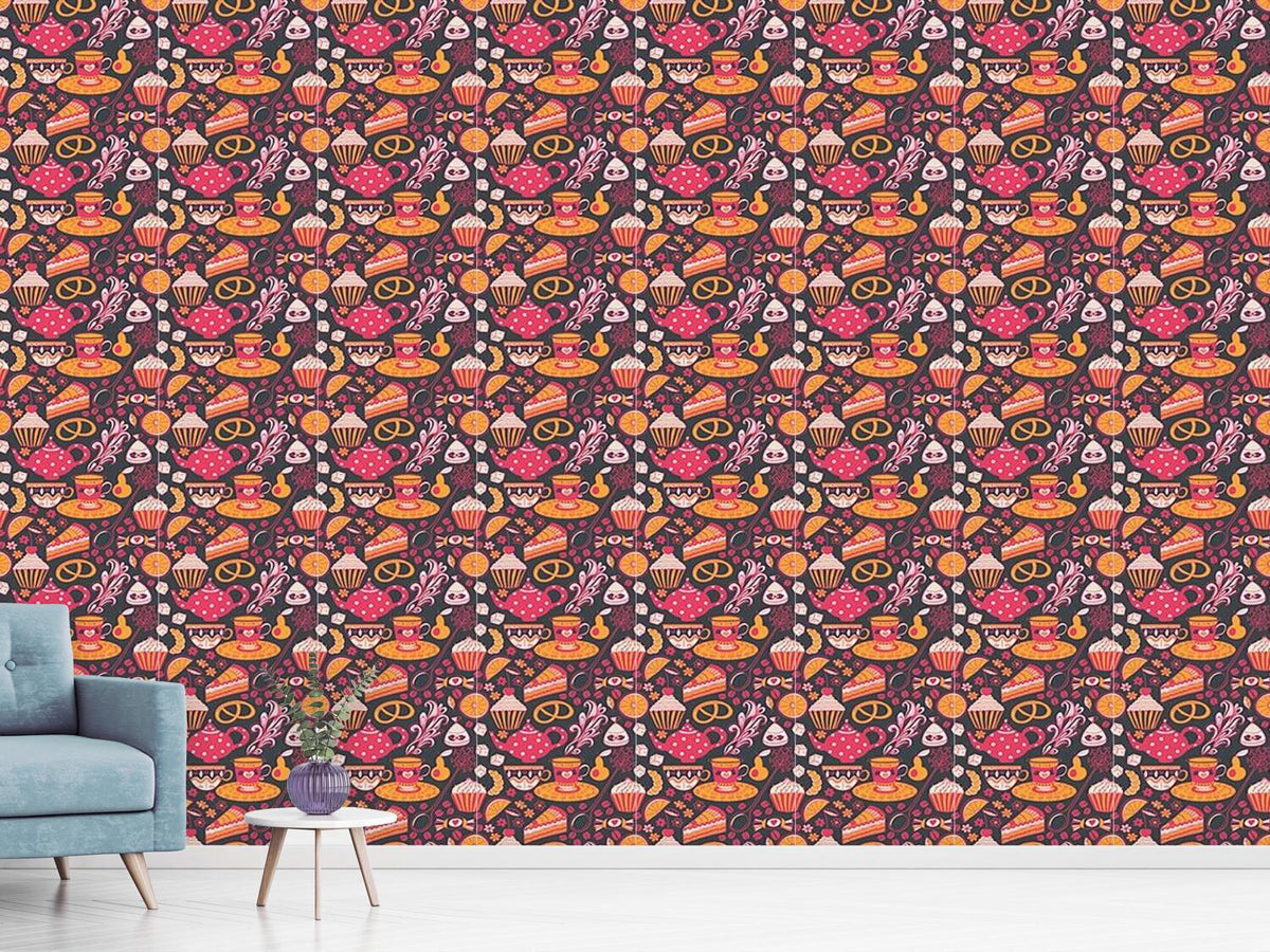 patterned-wallpaper-coffee-party-at-tiffanys