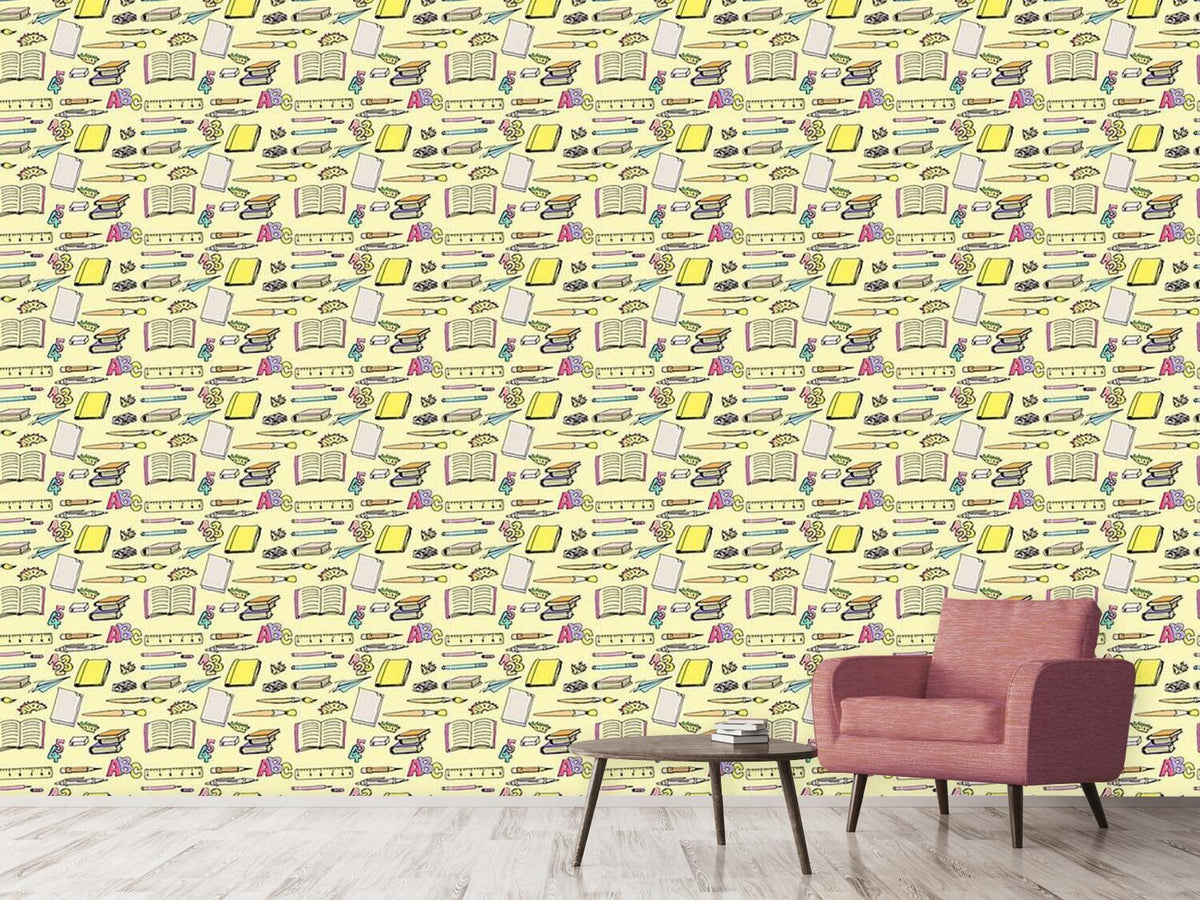 patterned-wallpaper-school-supplies