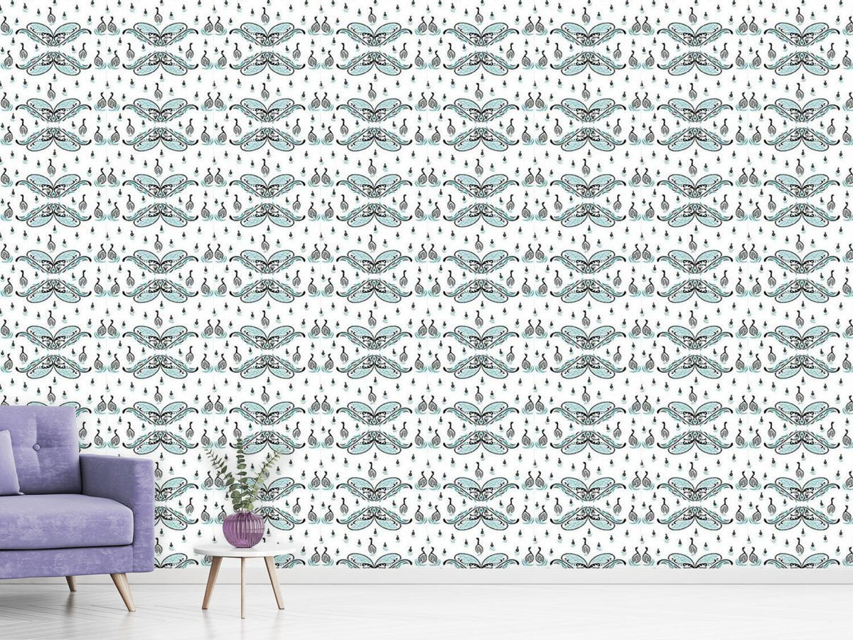 patterned-wallpaper-swan-lake