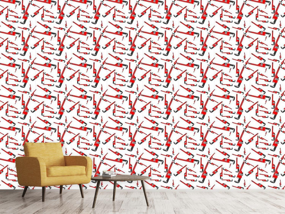 patterned-wallpaper-pipe-wrenches