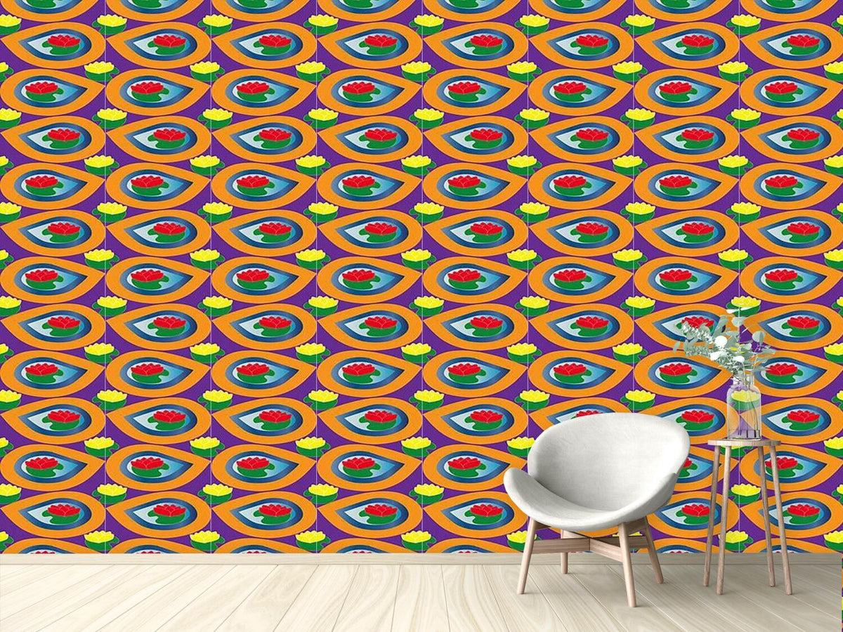 patterned-wallpaper-tropic-drop-water-lillies