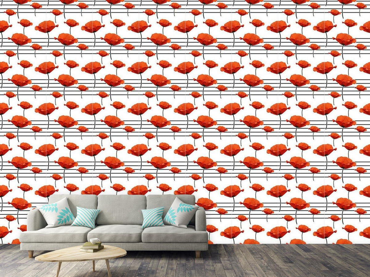 patterned-wallpaper-melody-of-the-poppy-flowers